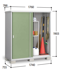 全棚タイプ】イナバ物置 シンプリー MJX-177E 幅1760×奥行788×高さ