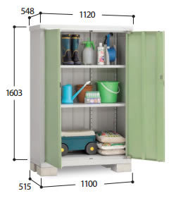 イナバ物置 アイビーストッカー BJX-115D 全面棚タイプ 幅1120×奥行548