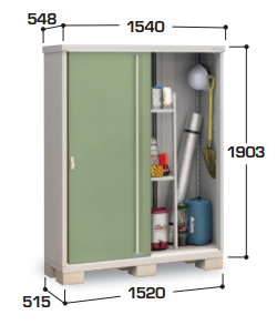 長もの収納タイプ】イナバ物置 シンプリー MJX-155EP 幅1540
