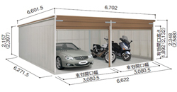 ヨドガレージ ラヴィージュ VGCU-3362H-2 豪雪地用・背高Hタイプ 2連棟 送料別途